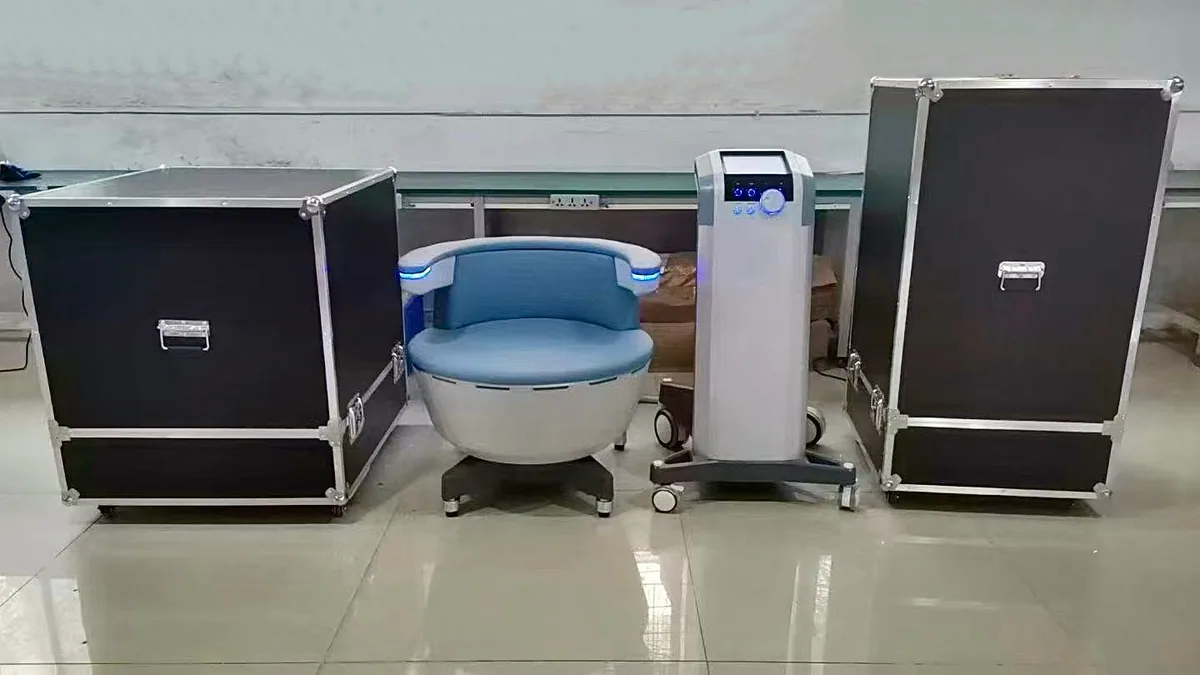 Packed for dispatch — Pelvic Floor Muscle Stimulation Chair + Main Unit