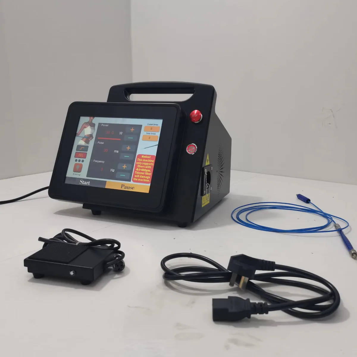 Unit in a working setup — Laser Lipolysis & Vascular Aesthetic Device (980 nm / 1470 nm; 6-in-1)