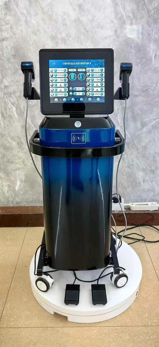 Unit in a working setup — Vertical Gold RF Microneedling Device (Dual-handle)