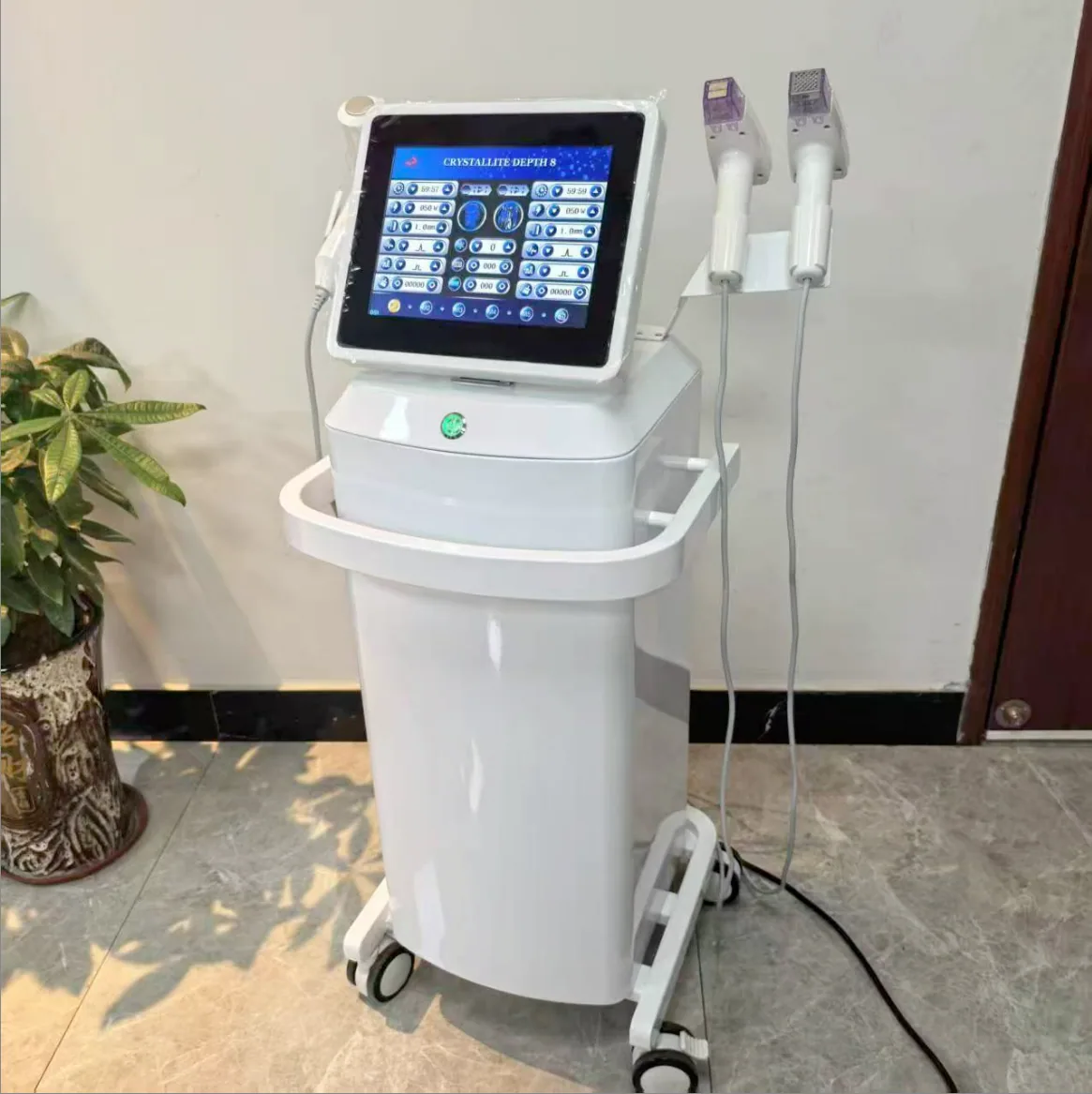 Unit on white background — Vertical Gold RF Microneedling Device (Triple-handle)