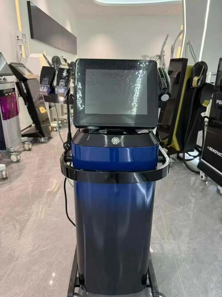 Unit in a working setup — Vertical Gold RF Microneedling Device (Triple-handle)