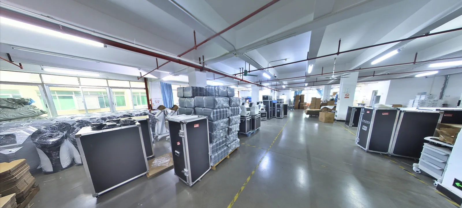 Packed units staged for dispatch